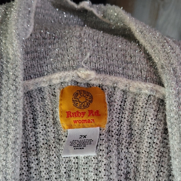 Ruby Rd. Silver Cardigan Sweater - Picture 2 of 2